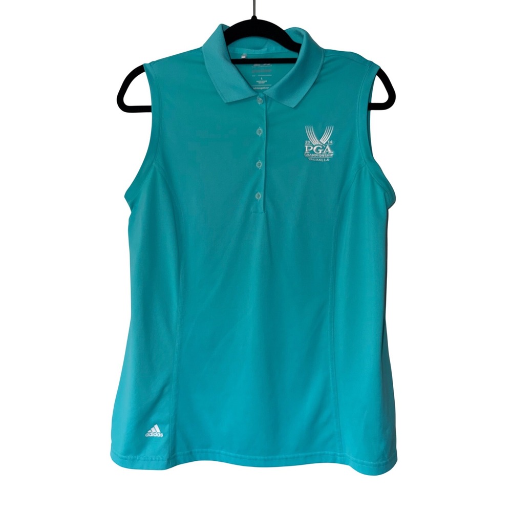 Adidas Golf Womens Puremotion Sleeveless Polo Shirt Teal‎ 2014 PGA Valhalla L